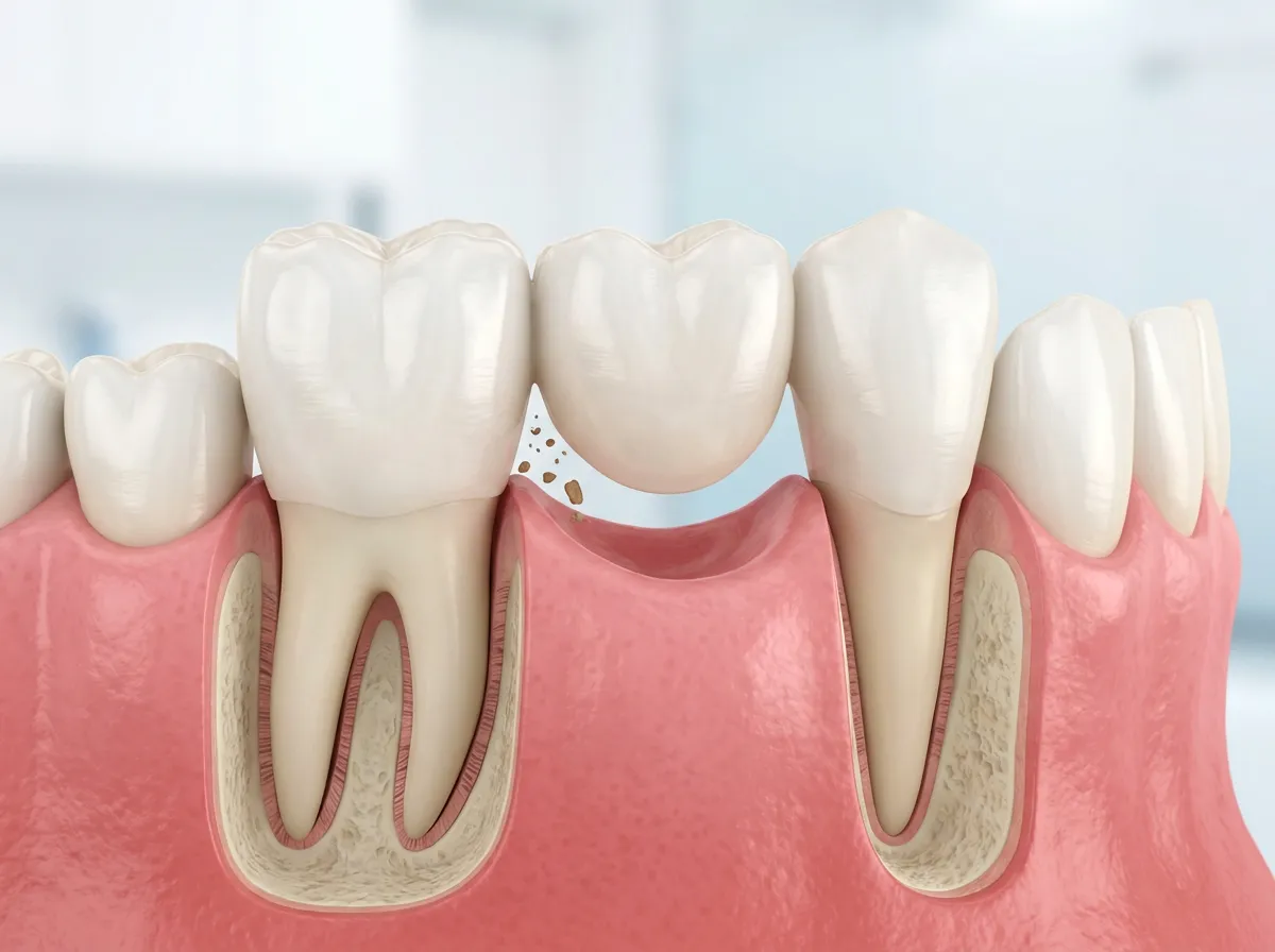 È normale che del cibo possa infilarsi sotto un ponte in zirconia?