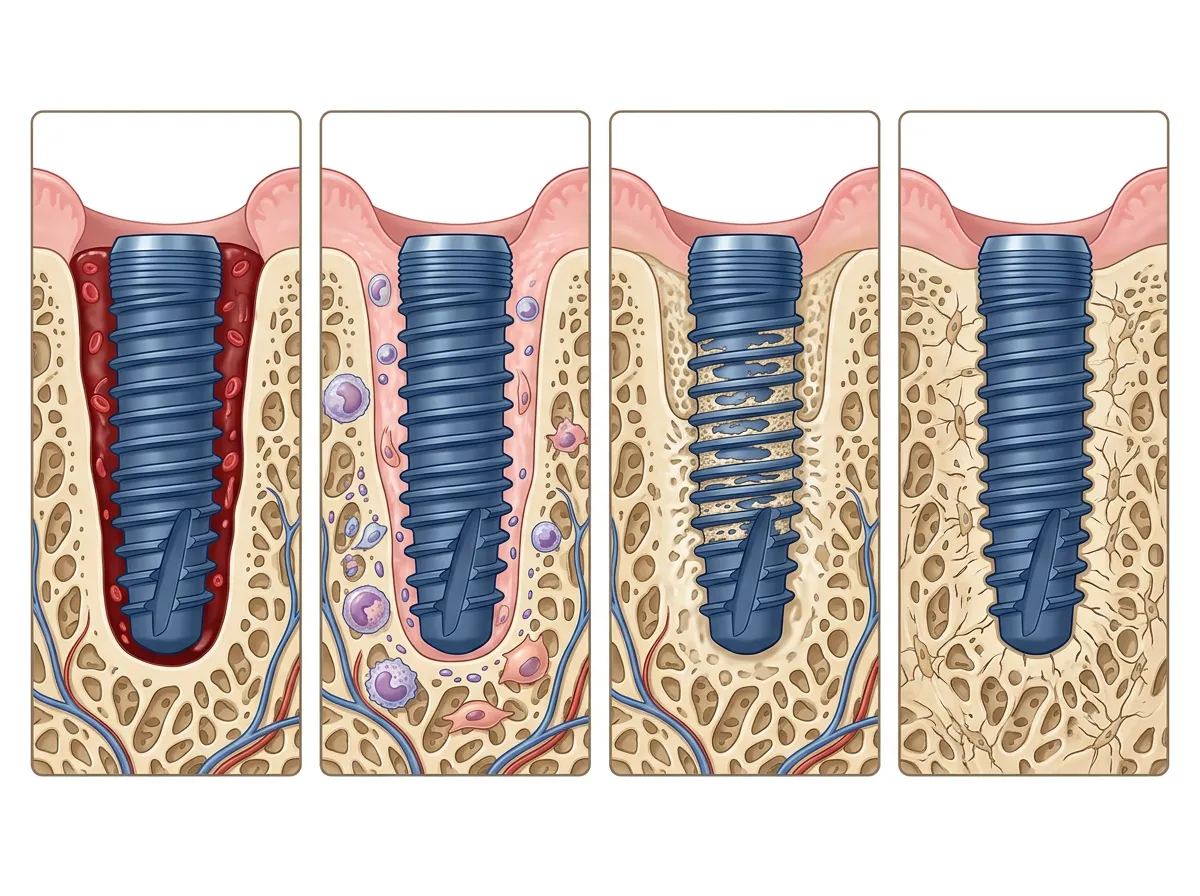 Fasi dell’integrazione dell’impianto dentale nell’osso