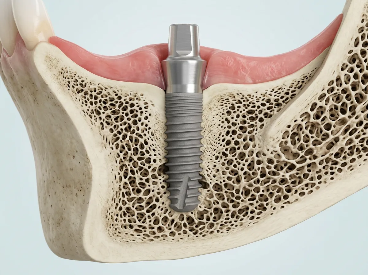 Ostéointégration d’un implant dentaire pendant la phase de cicatrisation osseuse