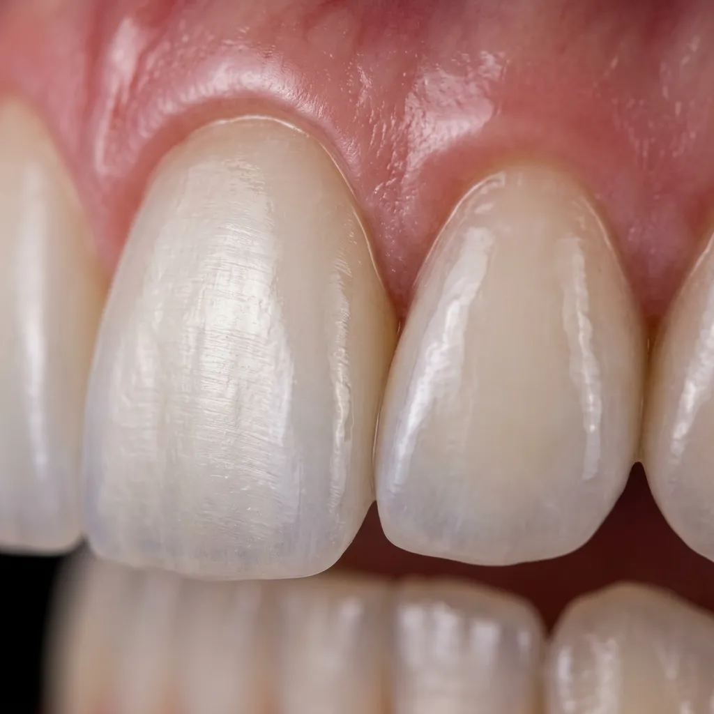 E-Max veneer precision at the gingival margin beside natural tooth structure