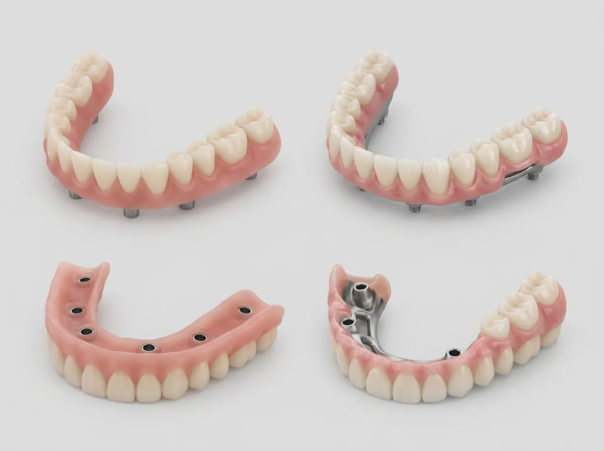 Comparaison 3D entre une prothèse provisoire en PMMA et une prothèse définitive sur implants