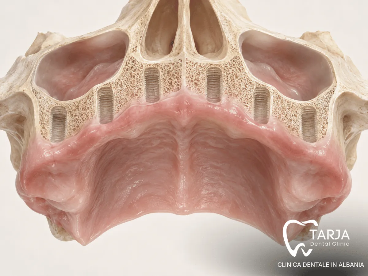 Bone anatomy considered when choosing four or six full-arch dental implants